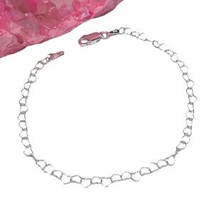 8” Heart Chain Link Bracelet Solid 925 Sterling Silver Dainty Gift Hearts